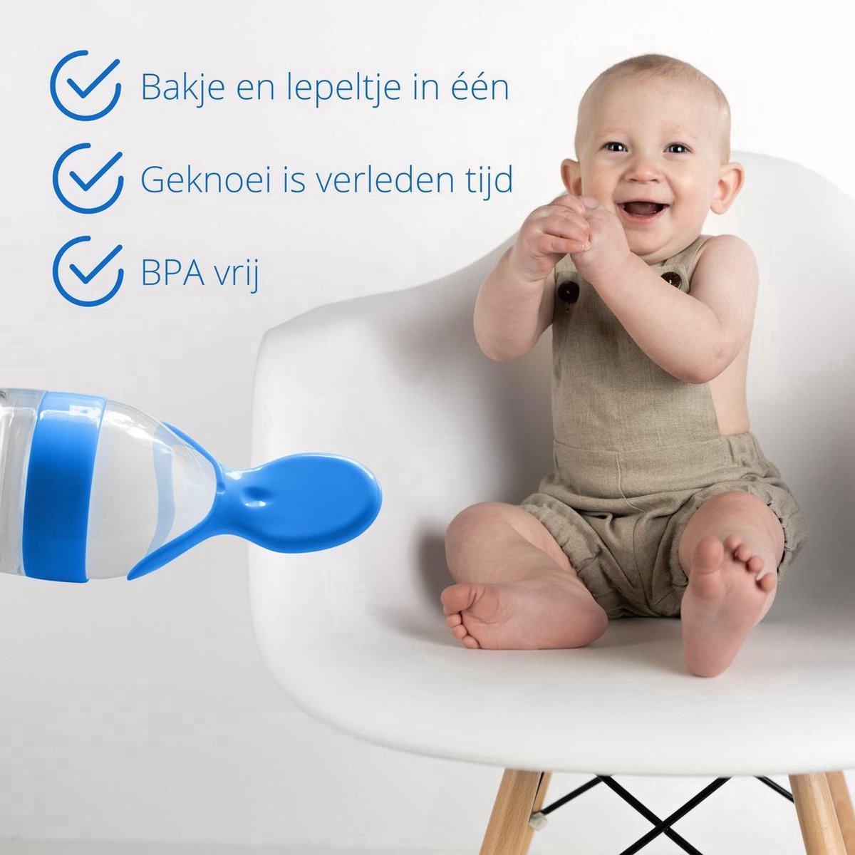 Knijpfles babyhapjes - blauw